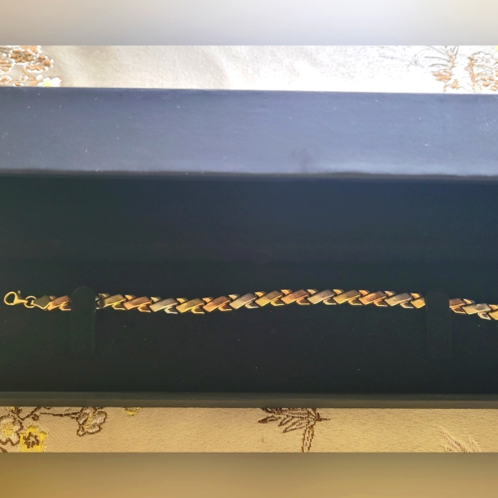 10k tricolor gold X bracelet